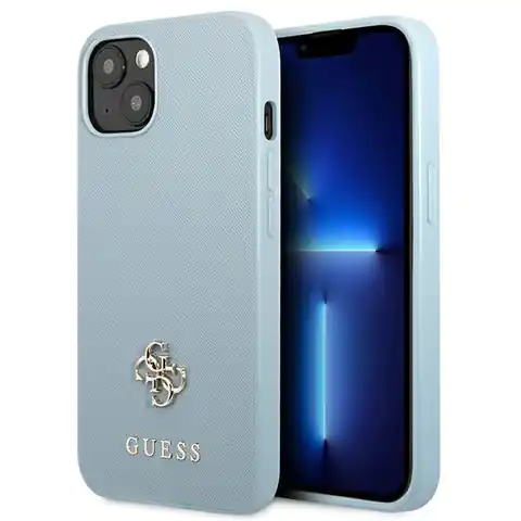 ⁨Guess GUHCP13MPS4MB iPhone 13 6,1" niebieski/blue hardcase Saffiano 4G Small Metal Logo⁩ w sklepie Wasserman.eu
