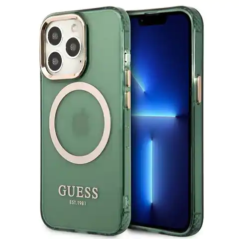 ⁨Guess GUHMP13LHTCMA iPhone 13 Pro / 13 6,1" zielony/khaki hard case Gold Outline Translucent MagSafe⁩ w sklepie Wasserman.eu