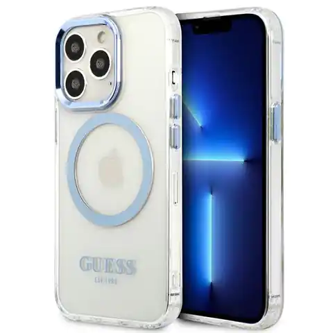 ⁨Guess GUHMP13LHTRMB iPhone 13 Pro / 13 6,1" blue/blue hard case Metal Outline Magsafe⁩ at Wasserman.eu