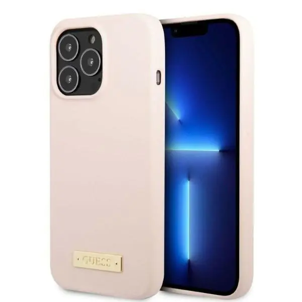 ⁨Guess GUHMP13LSPLP iPhone 13 Pro / 13 6,1" pink/pink hard case Silicone Logo Plate MagSafe⁩ at Wasserman.eu