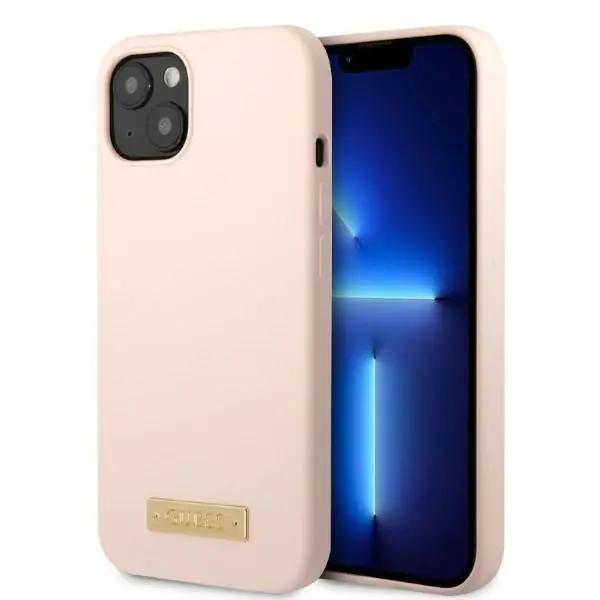 ⁨Guess GUHMP13MSBPLP iPhone 13 6,1" pink/pink hard case Silicone Logo Plate MagSafe⁩ at Wasserman.eu