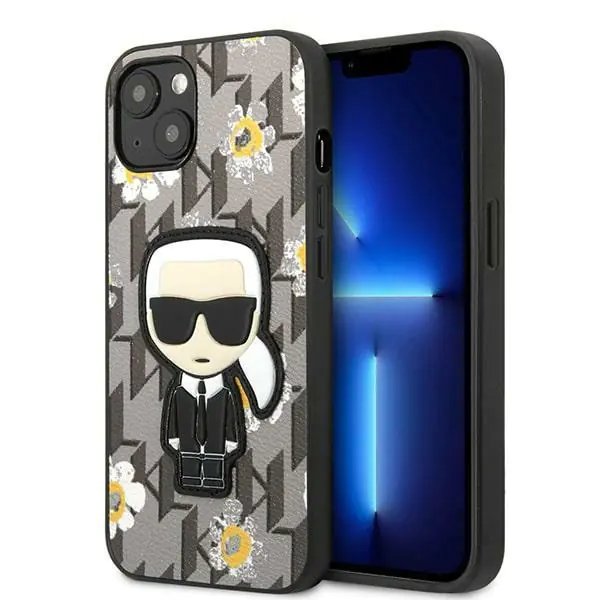 ⁨Karl Lagerfeld KLHCP13SPMNFIK1 iPhone 13 mini 5,4" szary/grey Flower Ikonik Karl⁩ w sklepie Wasserman.eu