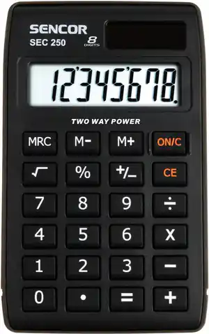 ⁨Kalkulator kieszonkowy SEC 250, 8 cyfr LCD, Podwójne zasilanie⁩ w sklepie Wasserman.eu