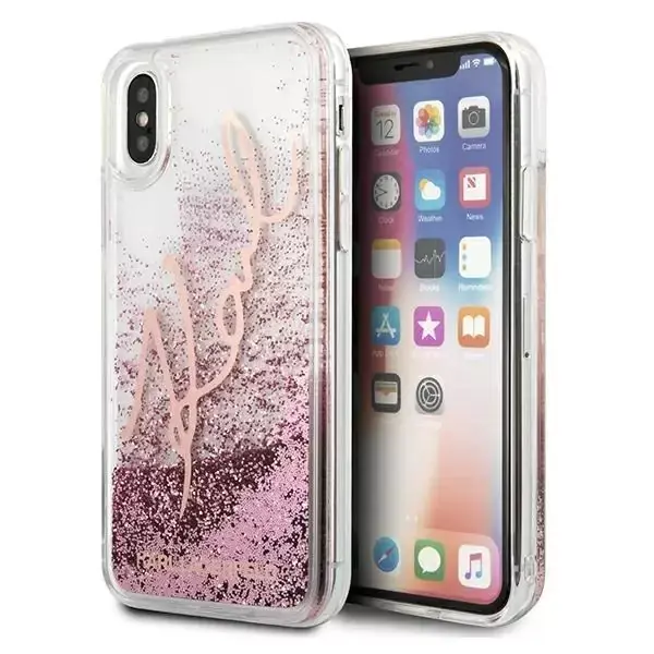 ⁨Karl Lagerfeld KLHCPXTRKSRG iPhone X/Xs rose gold Glitter Signature⁩ at Wasserman.eu