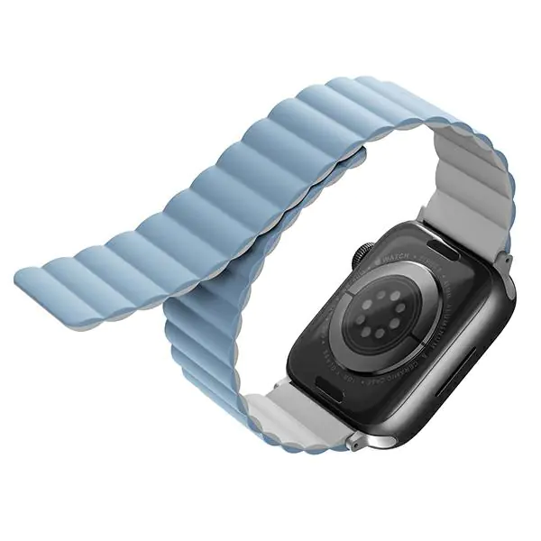 ⁨UNIQ Revix Apple Watch Series 4/5/6/7/8/SE/SE2/Ultra 42/44/45mm. Reversible Magnetic white-blue/white-blue⁩ at Wasserman.eu