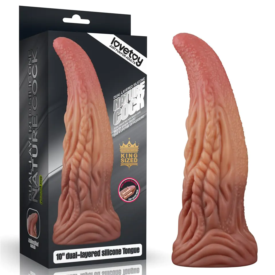 ⁨DILDO 10'' DUAL LAYERED PLATINUM SILICONE TONGUE⁩ at Wasserman.eu