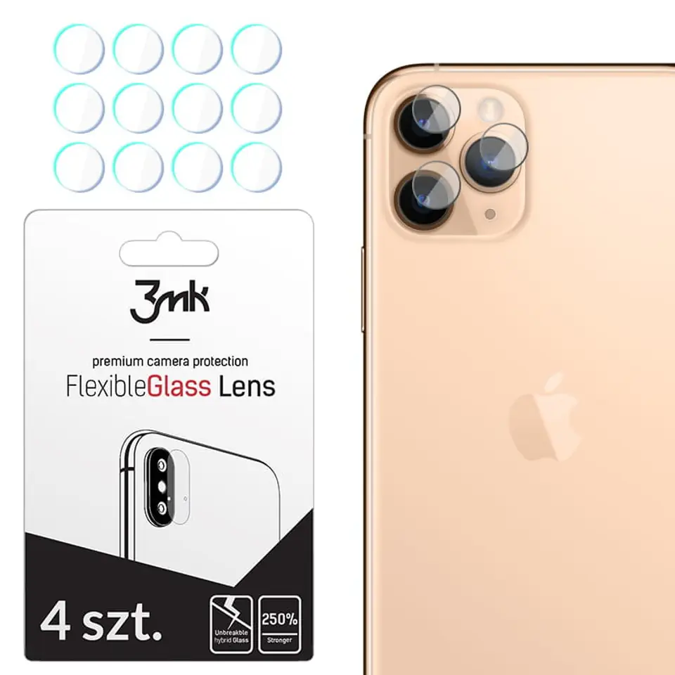 ⁨3MK Lens Protect iPhone 11 Pro Szkło hybrydowe na obiektyw aparatu 4szt⁩ w sklepie Wasserman.eu