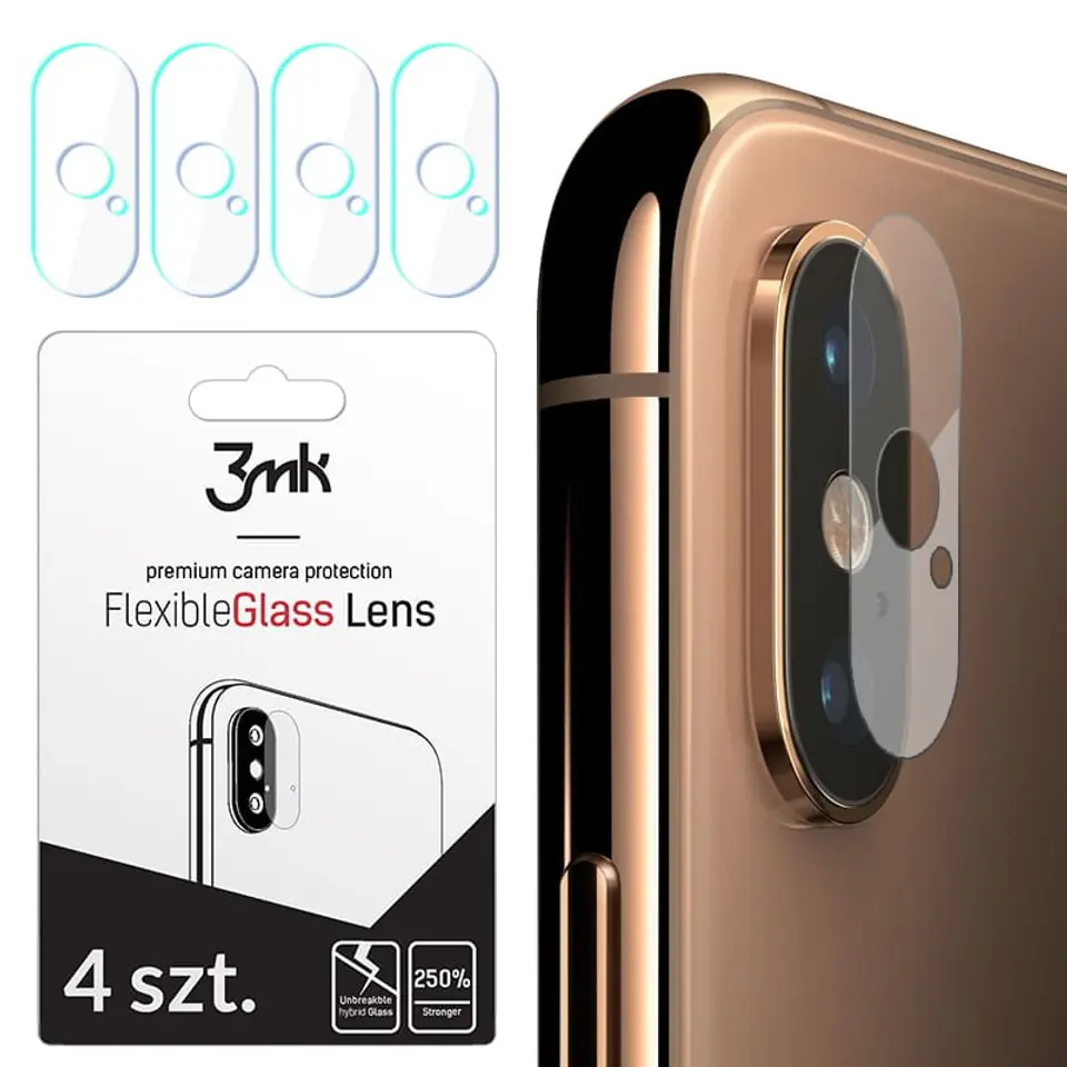 ⁨3MK Lens Protect iPhone Xs Max Szkło hybrydowe na obiektyw aparatu 4szt⁩ w sklepie Wasserman.eu