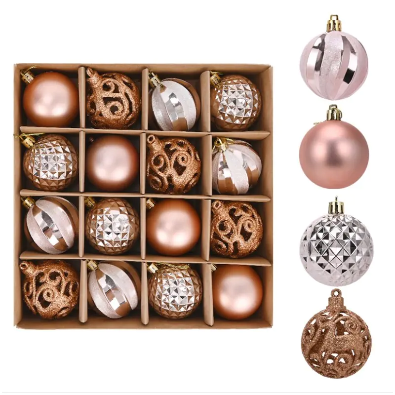 ⁨ECarla Christmas balls - rose gold (mix) 1op.-16pcs⁩ at Wasserman.eu