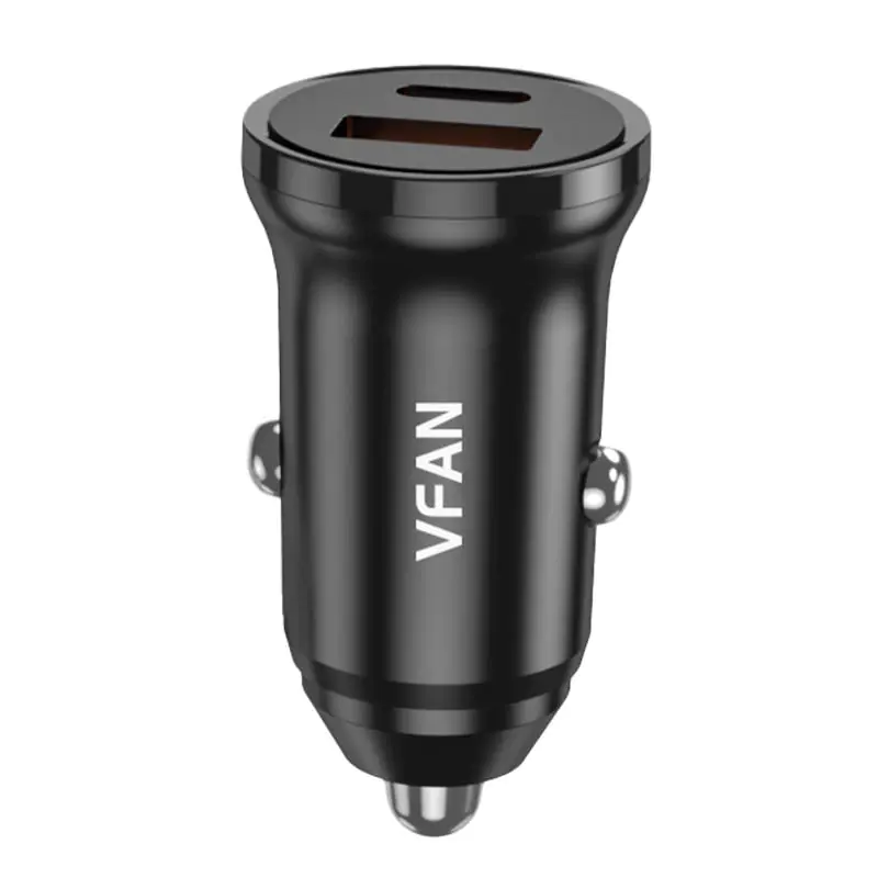 ⁨Vipfan C03 Car Charger, USB + USB-C, 20W, PD + QC 3.0 (Black)⁩ at Wasserman.eu