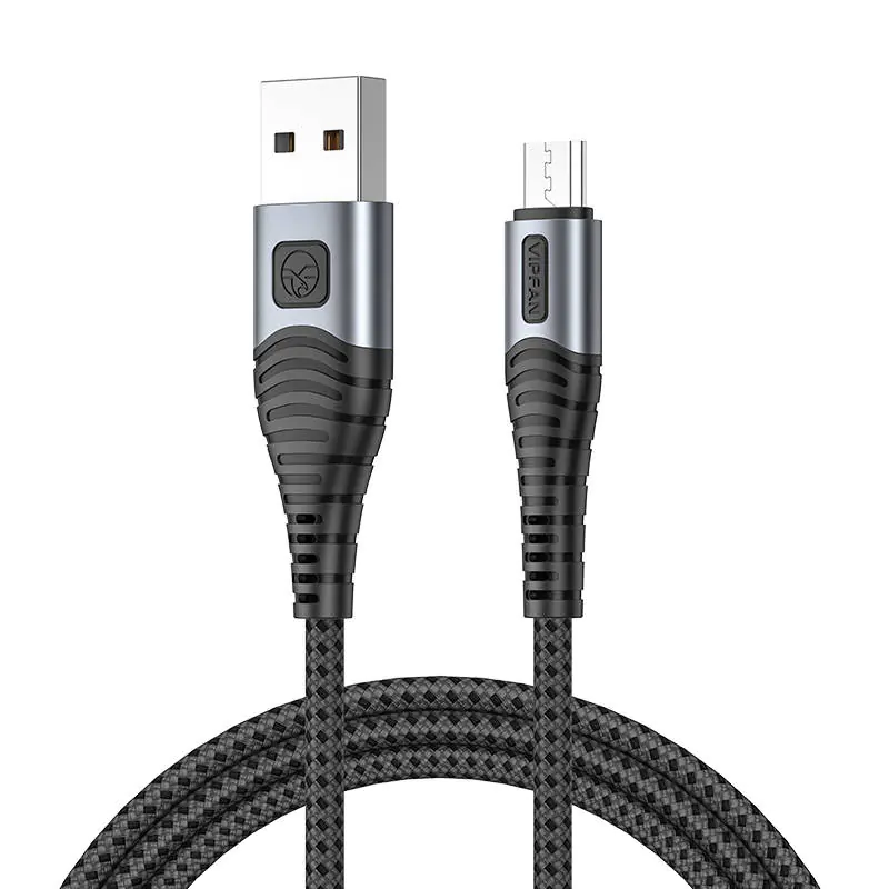 ⁨USB to Micro USB Cable Vipfan X10, 3A, 1.2m, Braided (Black)⁩ at Wasserman.eu