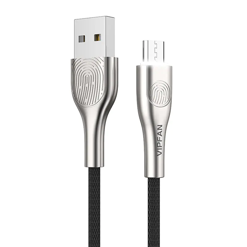 ⁨USB to Micro USB Cable Vipfan Fingerprint Touch Z04, 3A, 1.2m (Black)⁩ at Wasserman.eu