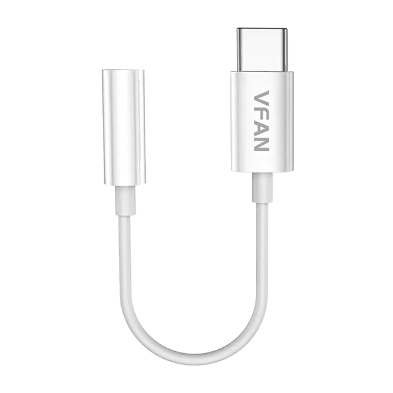 ⁨Kabel VFAN L08 USB-C do mini jack 3.5mm AUX, 10cm (biały)⁩ w sklepie Wasserman.eu