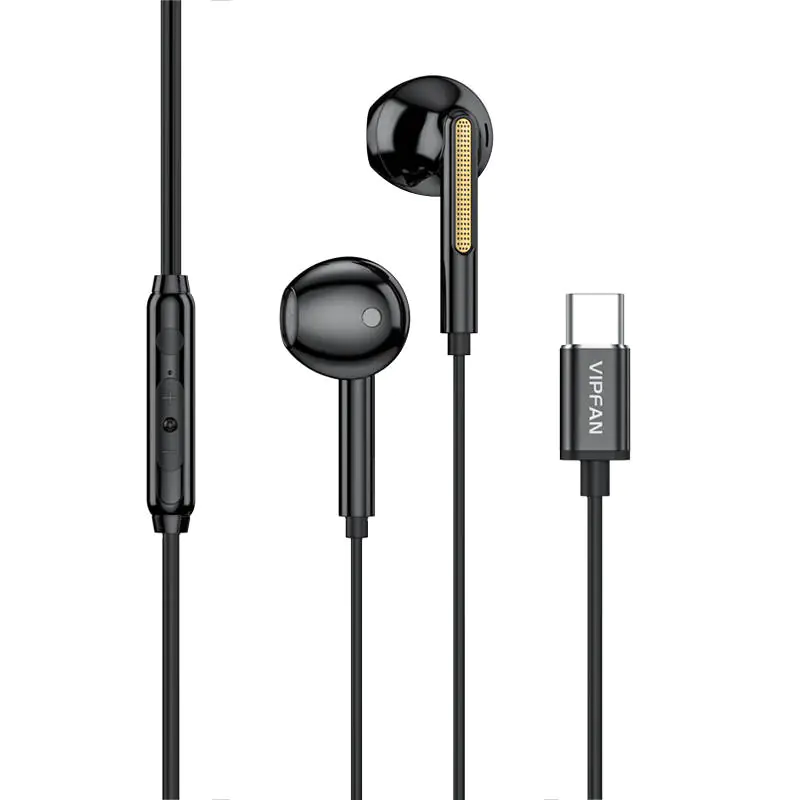 ⁨Vipfan M11 wired earbuds, USB-C (black)⁩ at Wasserman.eu