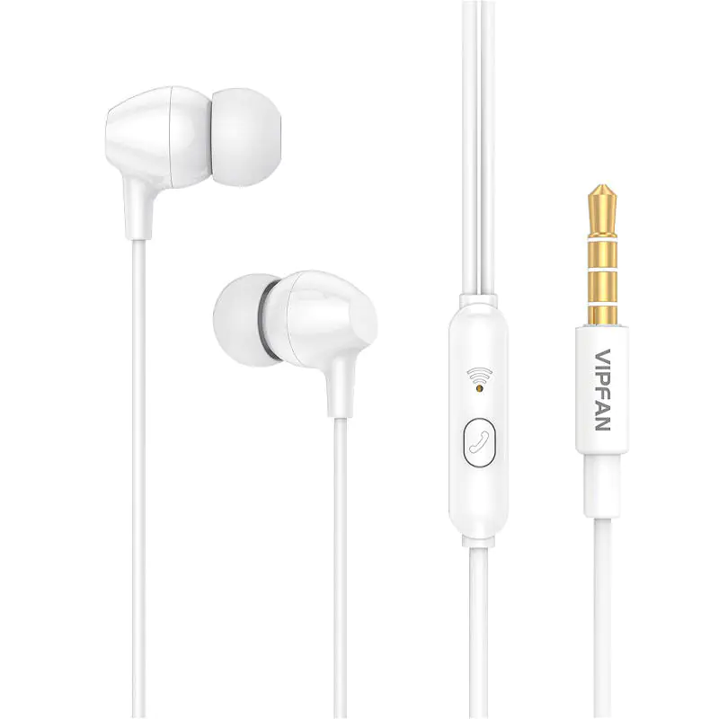 ⁨Vipfan M16 wired in-ear headphones, 3.5mm jack, 1m (white)⁩ at Wasserman.eu