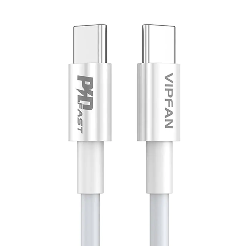 ⁨Kabel USB-C do USB-C VFAN P02, 1m (biały)⁩ w sklepie Wasserman.eu