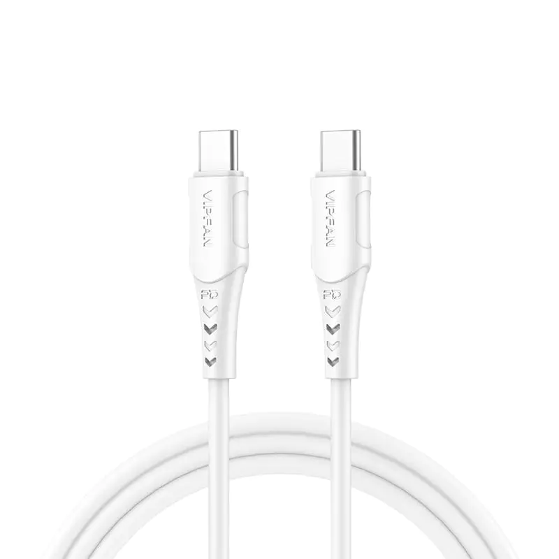 ⁨USB-C TO USB-C Cable Vipfan P05, 60W, PD, 2m (white)⁩ at Wasserman.eu