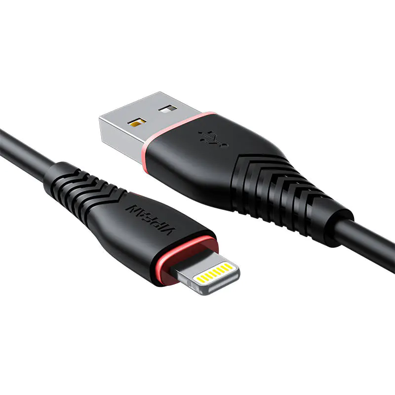 ⁨USB Cable for Lightning Vipfan Anti-Break X01, 3A, 1m (Black)⁩ at Wasserman.eu