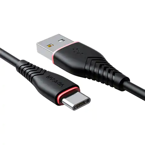 ⁨USB to USB-C Cable Vipfan Anti-Break X01, 3A, 1m (Black)⁩ at Wasserman.eu