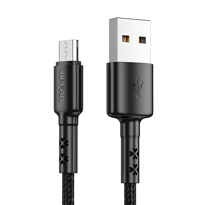 ⁨USB to Micro USB Cable Vipfan X02, 3A, 1.2m (Black)⁩ at Wasserman.eu