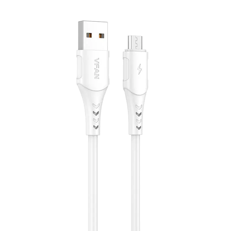 ⁨Kabel USB do Micro USB VFAN Colorful X12, 3A, 1m (biały)⁩ w sklepie Wasserman.eu