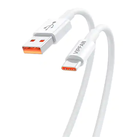 ⁨USB to USB-C Cable Vipfan X17, 6A, 1.2m (white)⁩ at Wasserman.eu