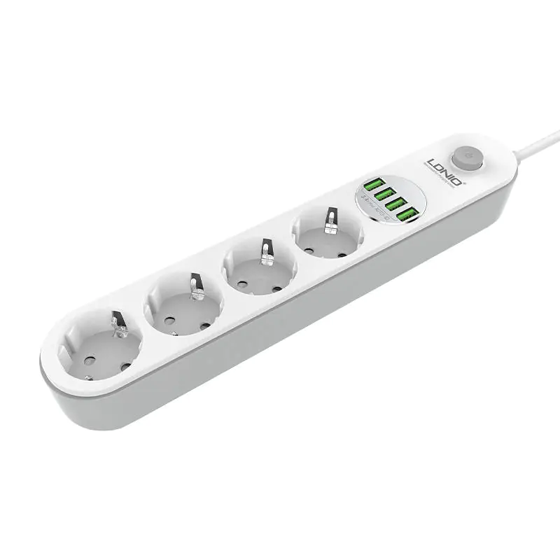 ⁨AC Power strip with 4 AC sockets, 4x USB, LDNIO SE4432, 2m (white)⁩ at Wasserman.eu
