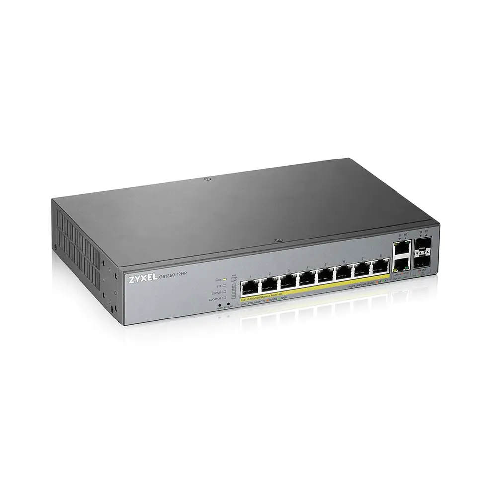 ⁨Switch PoE ZyXEL GS1350-12HP-EU0101F (8x 10/100Mbps)⁩ w sklepie Wasserman.eu