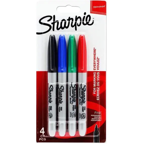 ⁨SHARPIE FINE marker 4 blister colors - red, green, blue, black 1985858⁩ at Wasserman.eu