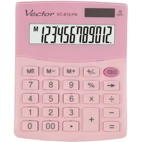 ⁨Kalkulator VECTOR VC-812-PK 12p różowy pastelowy⁩ w sklepie Wasserman.eu
