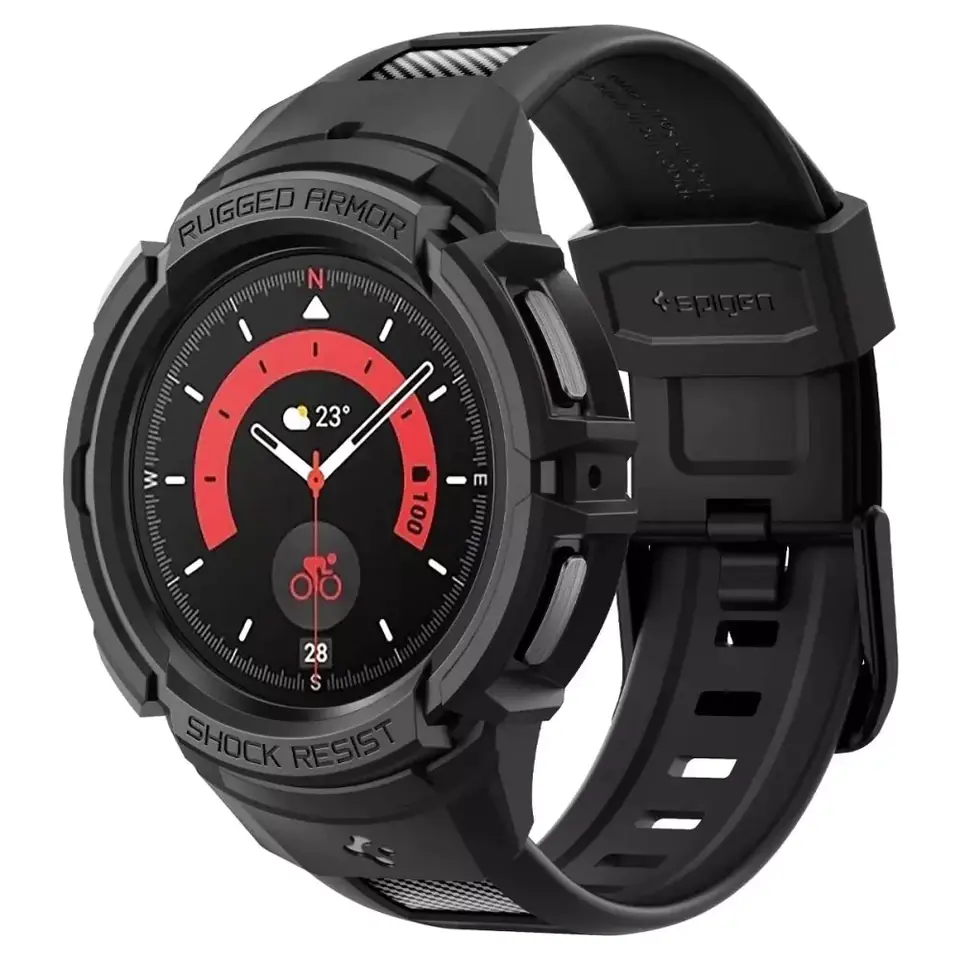 ⁨Spigen Rugged Armor "Pro" Strap for Samsung Galaxy Watch 5 Pro (45mm) Black⁩ at Wasserman.eu