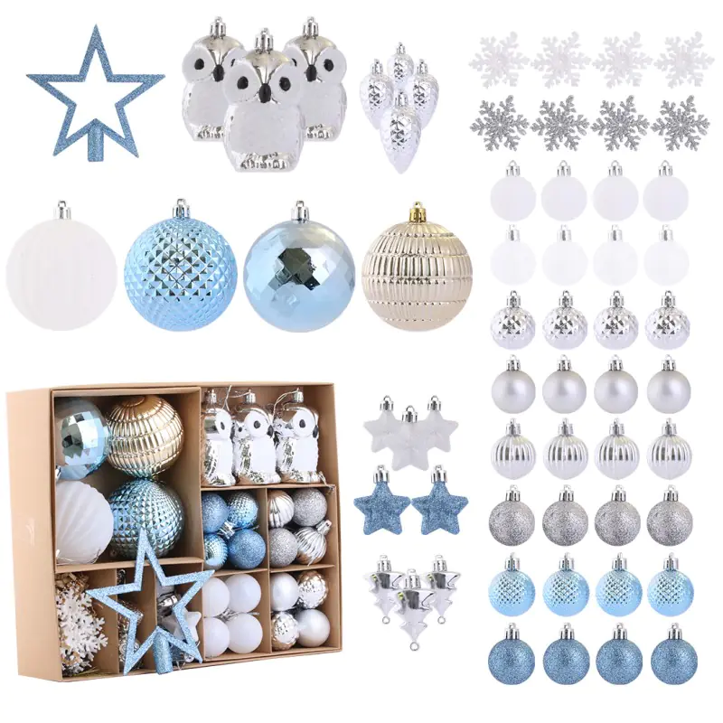 ⁨ECarla Christmas balls - blue and white (mix) 1op.-60pcs⁩ at Wasserman.eu