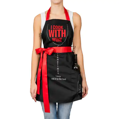 ⁨Apron for a cooking woman with a pocket WINE⁩ at Wasserman.eu