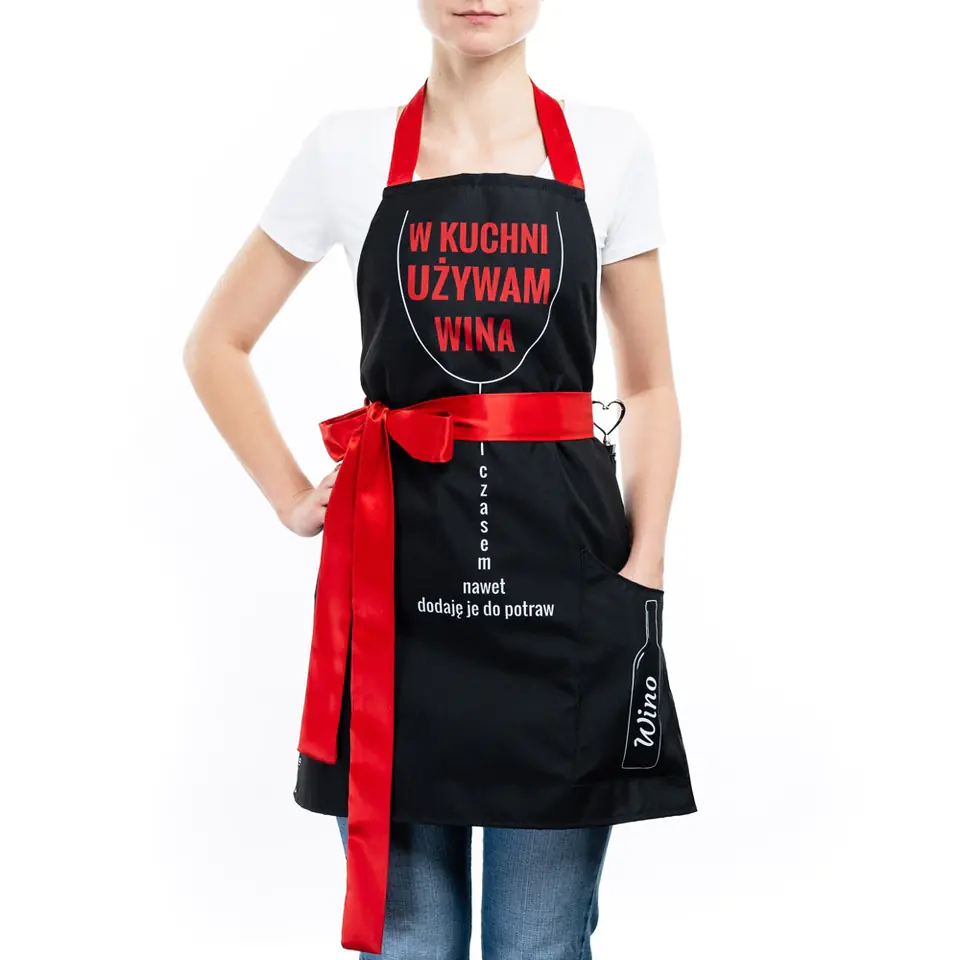 ⁨Apron for a cooking woman with a pocket WINE⁩ at Wasserman.eu