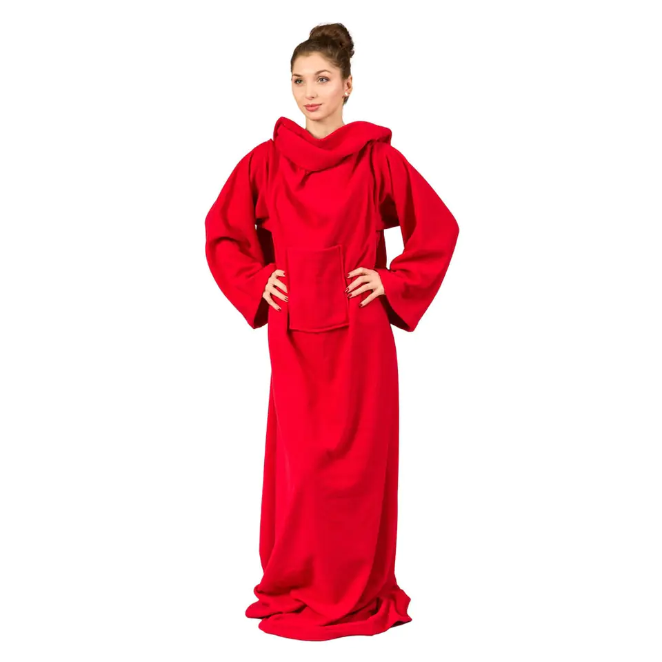 ⁨Blanket - Bathrobe Red blanket with fleece sleeves⁩ at Wasserman.eu