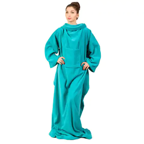 ⁨Blanket - Bathrobe Mint blanket with fleece sleeves⁩ at Wasserman.eu