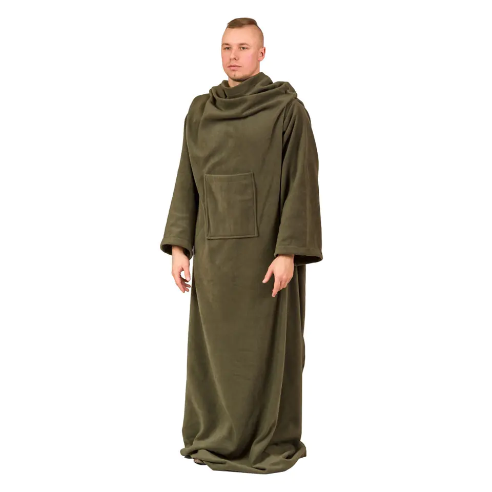 ⁨Blanket Bathrobe Olive with fleece sleeves POLISH⁩ at Wasserman.eu