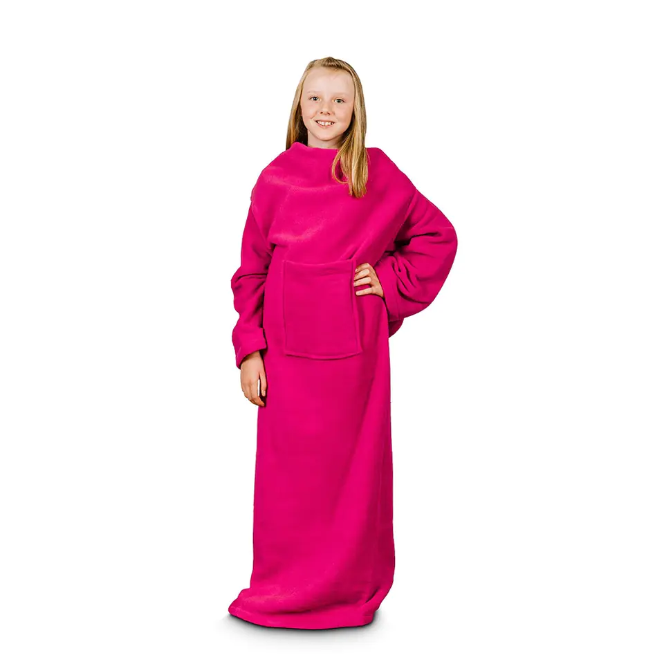 ⁨Blanket Bathrobe Junior Fuchsia for children SLEEVES⁩ at Wasserman.eu