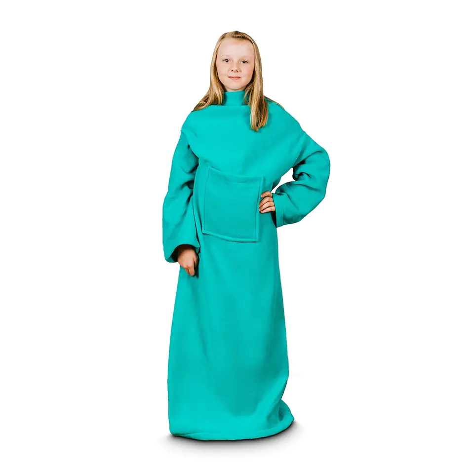 ⁨Blanket Bathrobe Junior Mint for children SLEEVES⁩ at Wasserman.eu