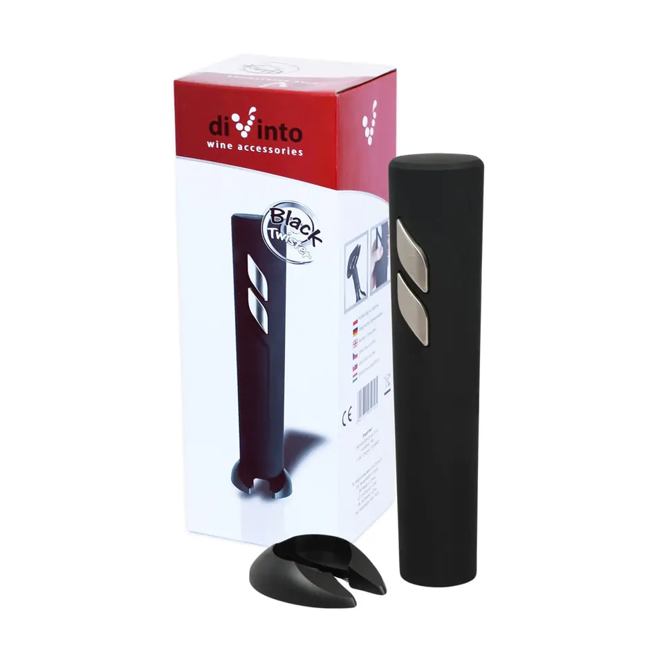 ⁨Black Twister corkscrew wine opener on batteries⁩ at Wasserman.eu