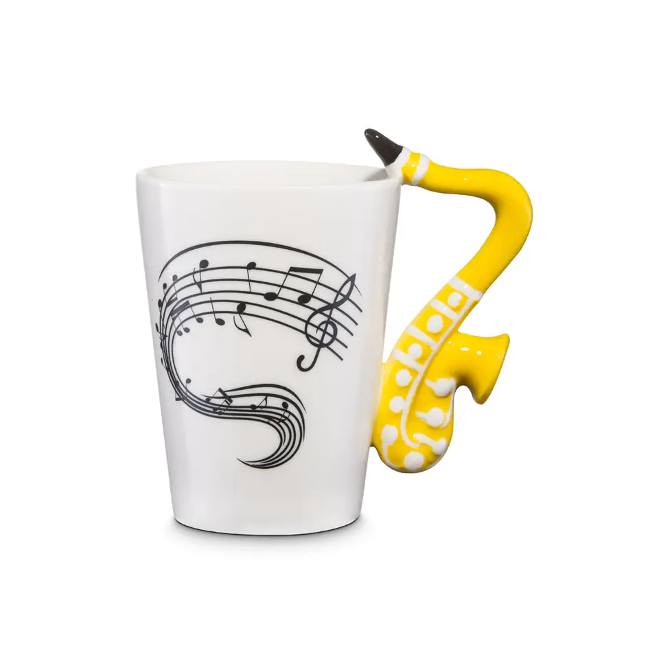 ⁨Mug Music Gift Saxophone in Box White⁩ at Wasserman.eu