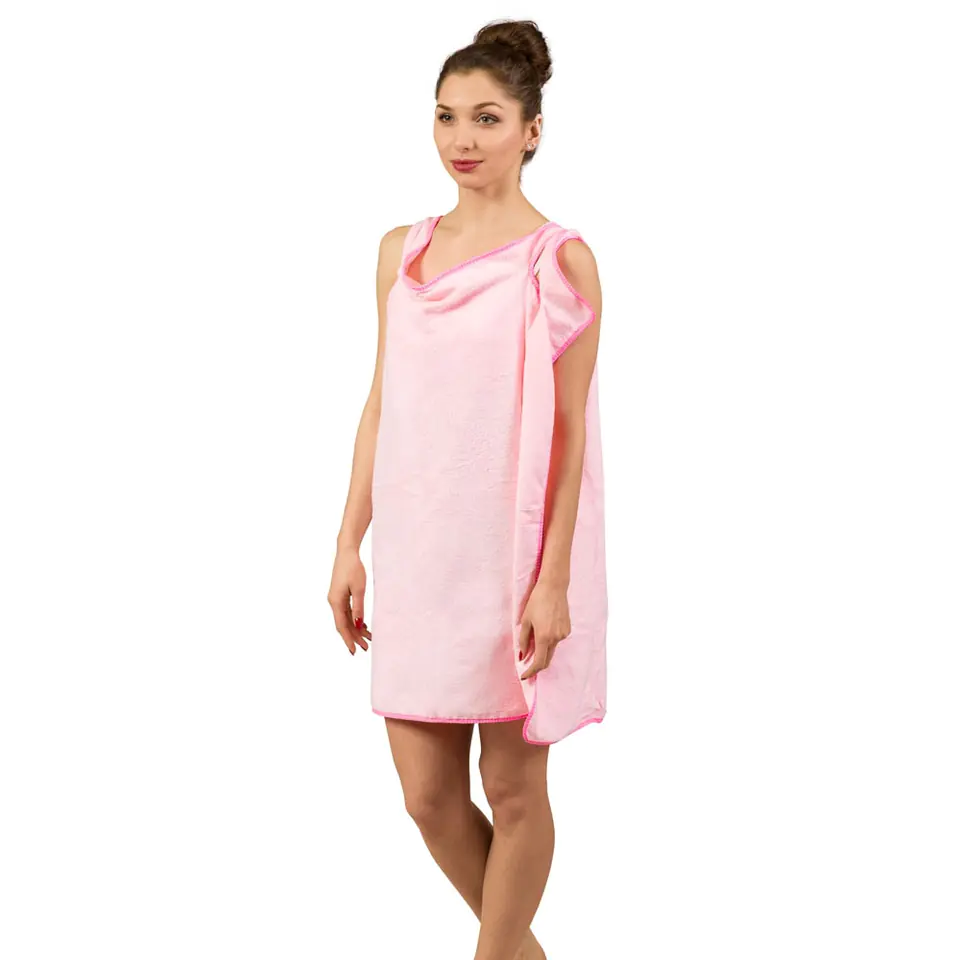 ⁨Towel - Bathrobe pink TOWEL straps⁩ at Wasserman.eu