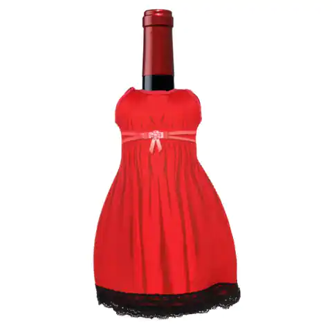 ⁨Lady diVinto Red clothes for wine bottle⁩ at Wasserman.eu