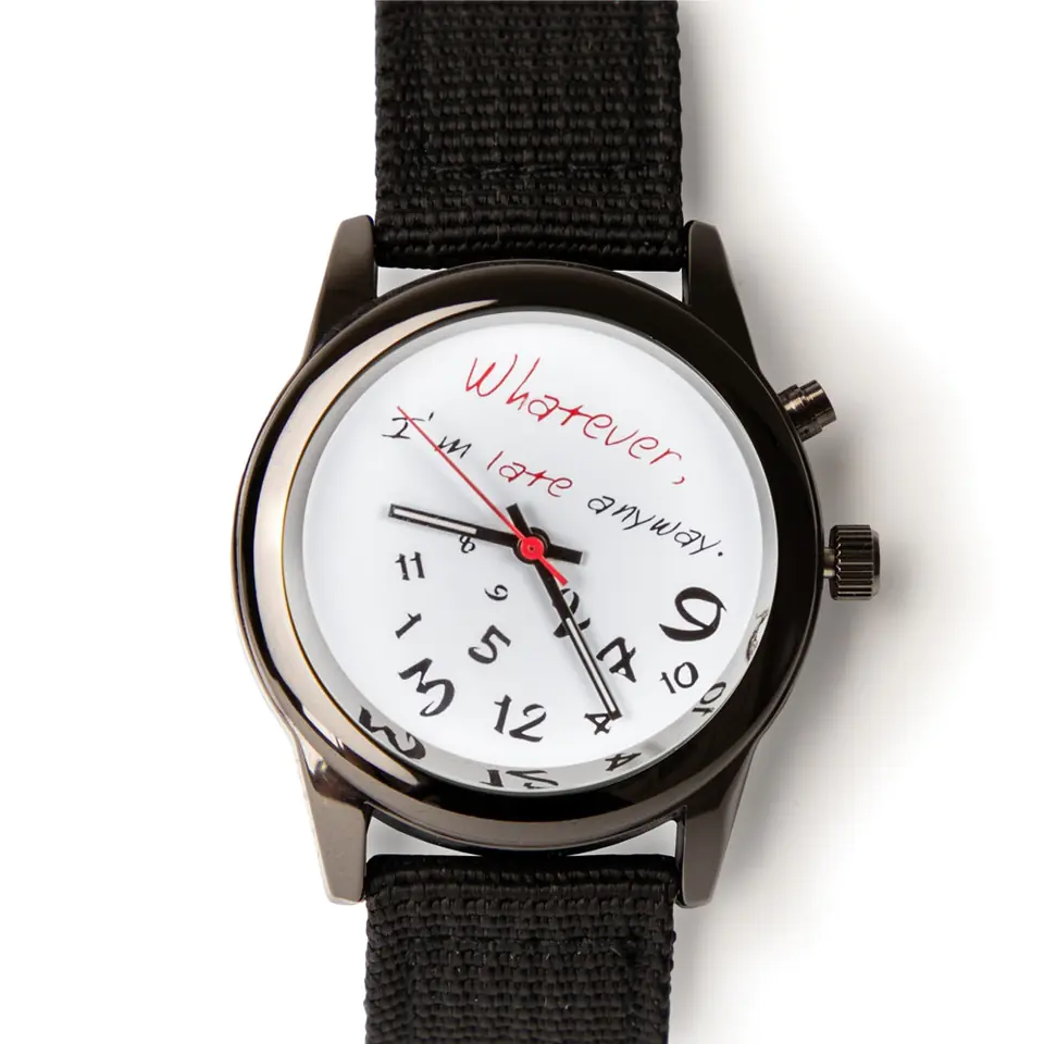 ⁨Zegarek dla spóźnialskich śmieszny materiałowy⁩ w sklepie Wasserman.eu