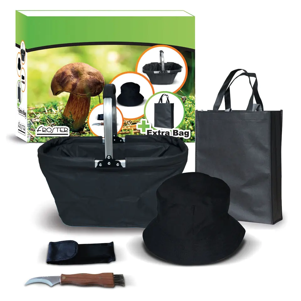 ⁨Mushroom picker set basket knife cap bag for mushrooms⁩ at Wasserman.eu