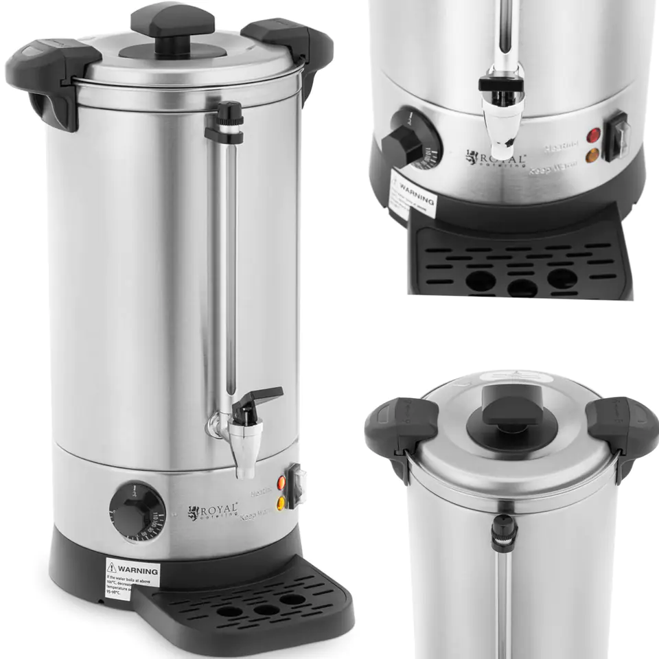 ⁨Cooker water heater with double wall and drainer 9 L 1500 W silver⁩ at Wasserman.eu