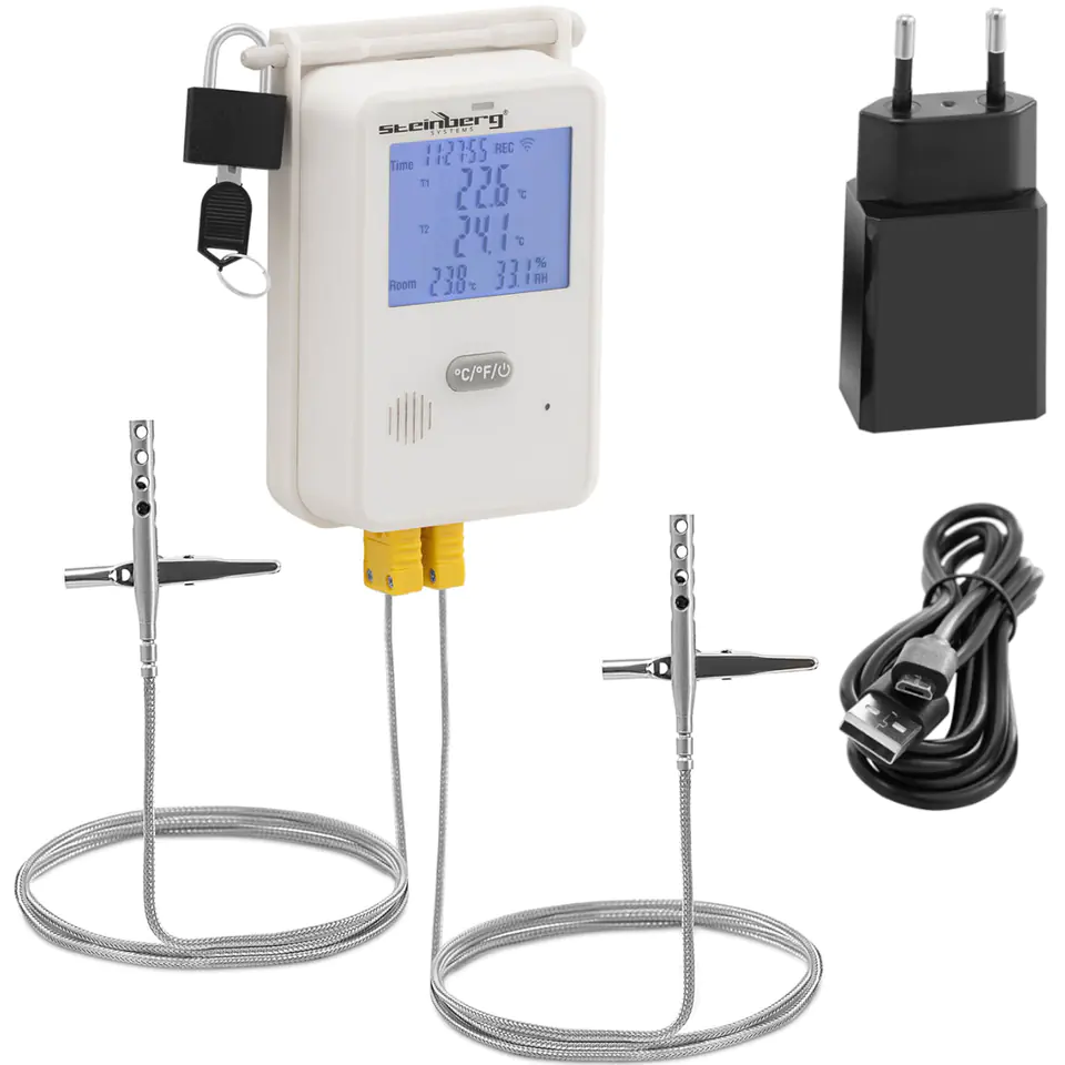Termohigrometr rejestrator temperatury i wilgotności LCD USB Wi-Fi zakres 0-100% -50-350C w sklepie Wasserman.eu