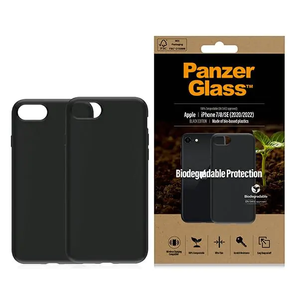 ⁨PanzerGlass Biodegradable Case iPhone SE 2022 / SE 2020 / 7 / 8 black/black 0346⁩ at Wasserman.eu