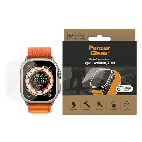 ⁨PanzerGlass Ultra-Wide Fit Apple Watch Ultra 49mm Screen Protection Platinium Strength 3680⁩ w sklepie Wasserman.eu