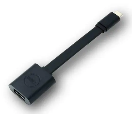 ⁨DELL USB-C - USB-A 3.0 USB cable 0.131 m Black⁩ at Wasserman.eu